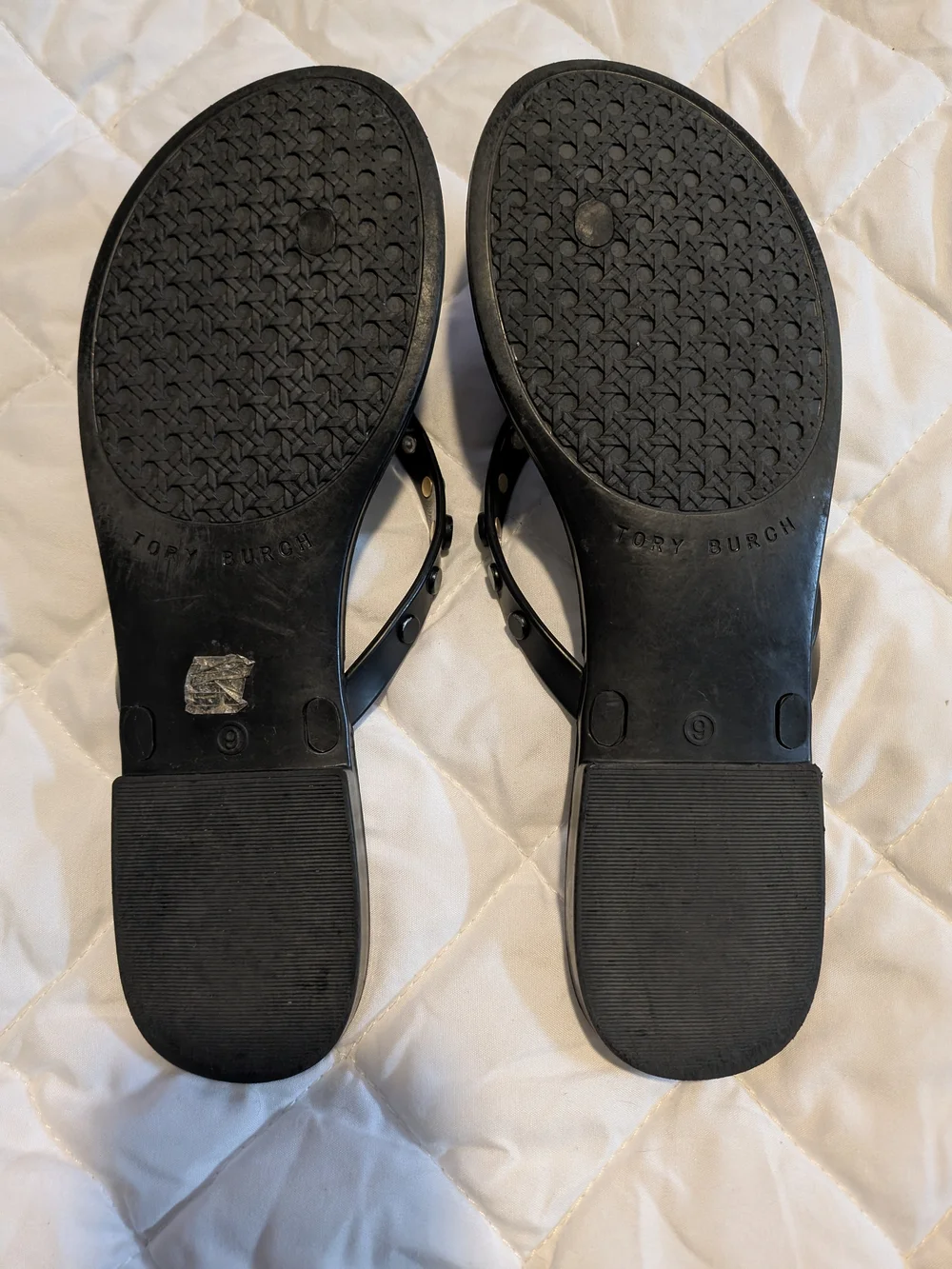 Tory Burch Black Studded Jelly Thong Sandals